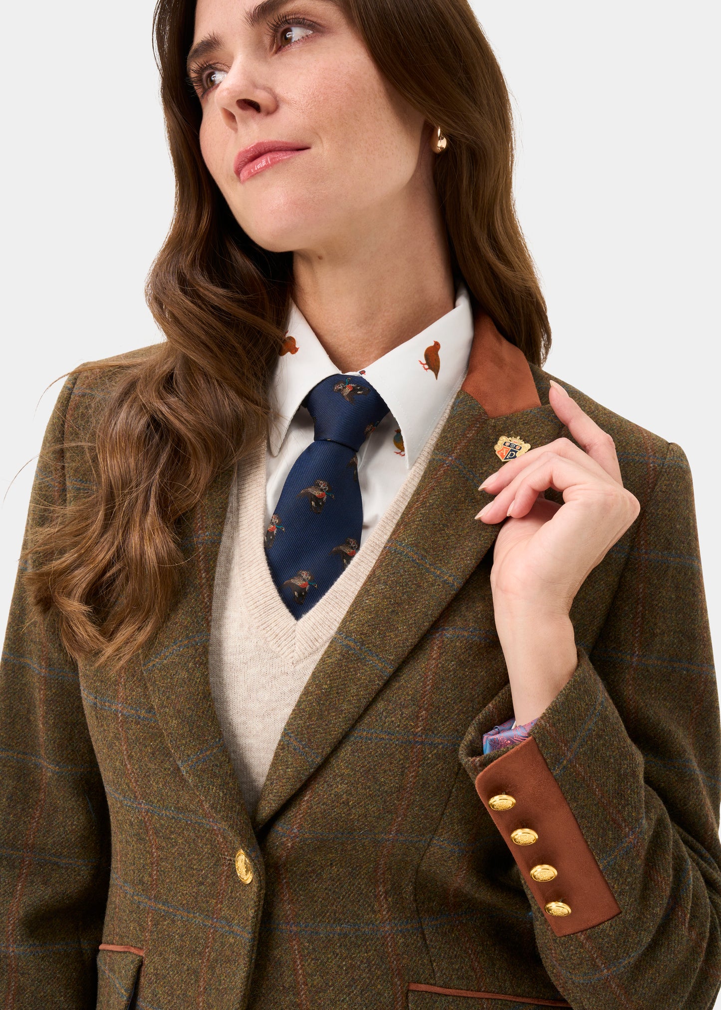 Combrook Ladies Tweed Water Repellent Mid-Thigh Coat in Willow  -  Regular Fit