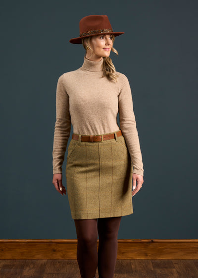 Combrook Ladies Tweed Skirt 49cm In Grove