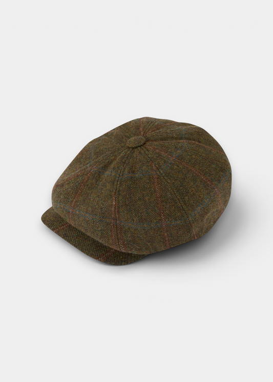 Combrook Ladies Tweed Water Repellent Cap in Willow, regular fit, features a subtle plaid and short brim.