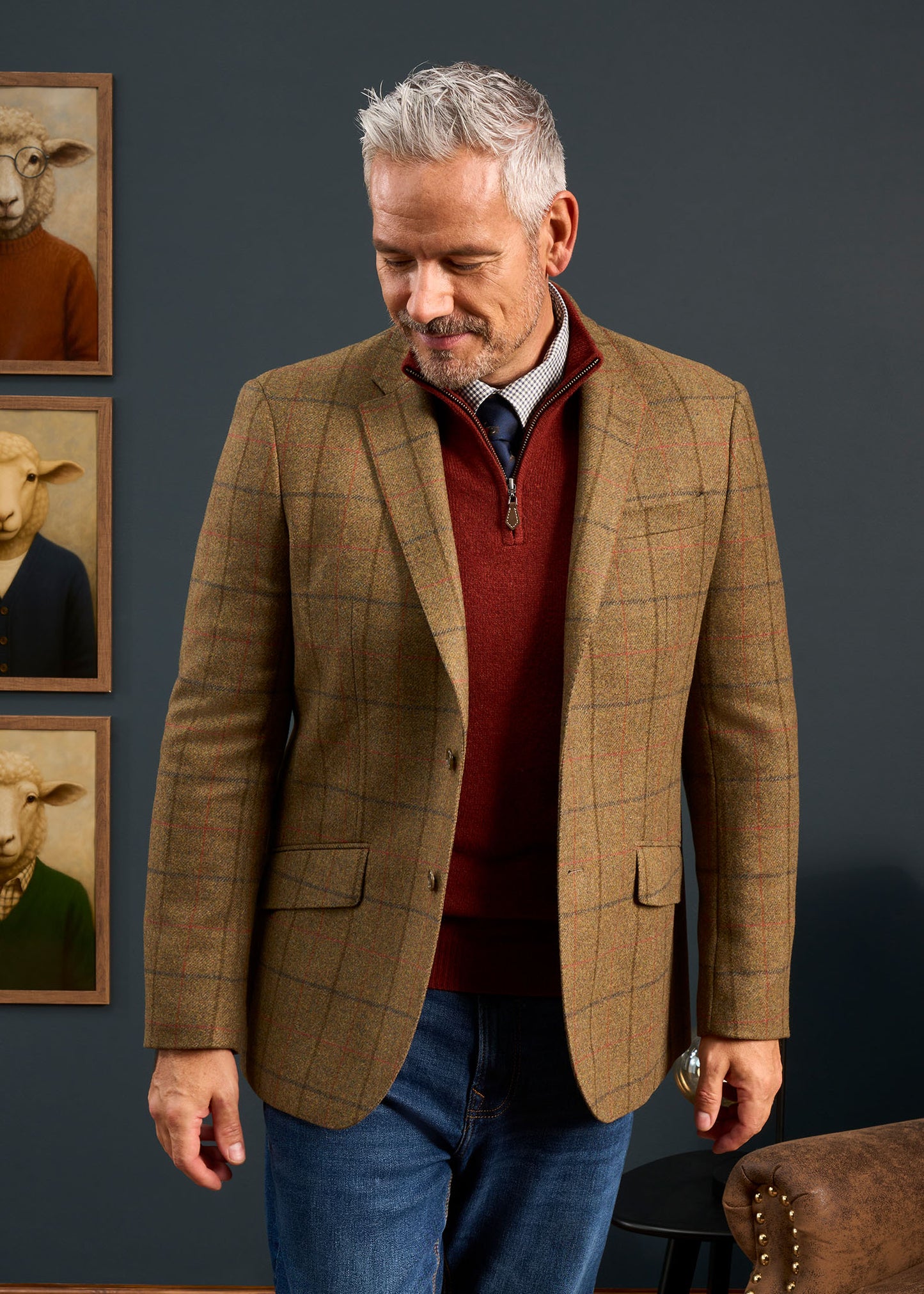Combrook Men's Tweed Sports Blazer In Thyme 