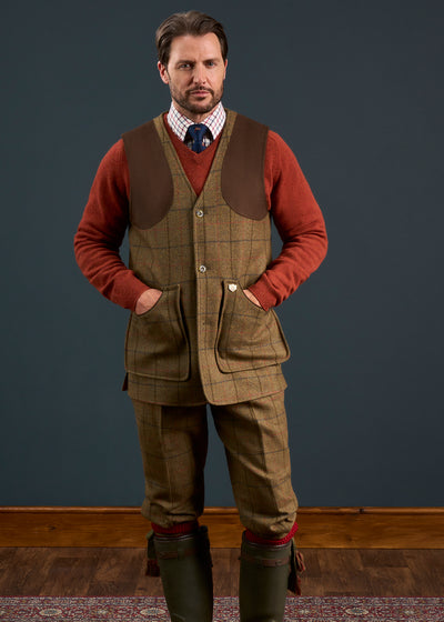 Combrook Men's Tweed Shooting Waistcoat in Thyme
