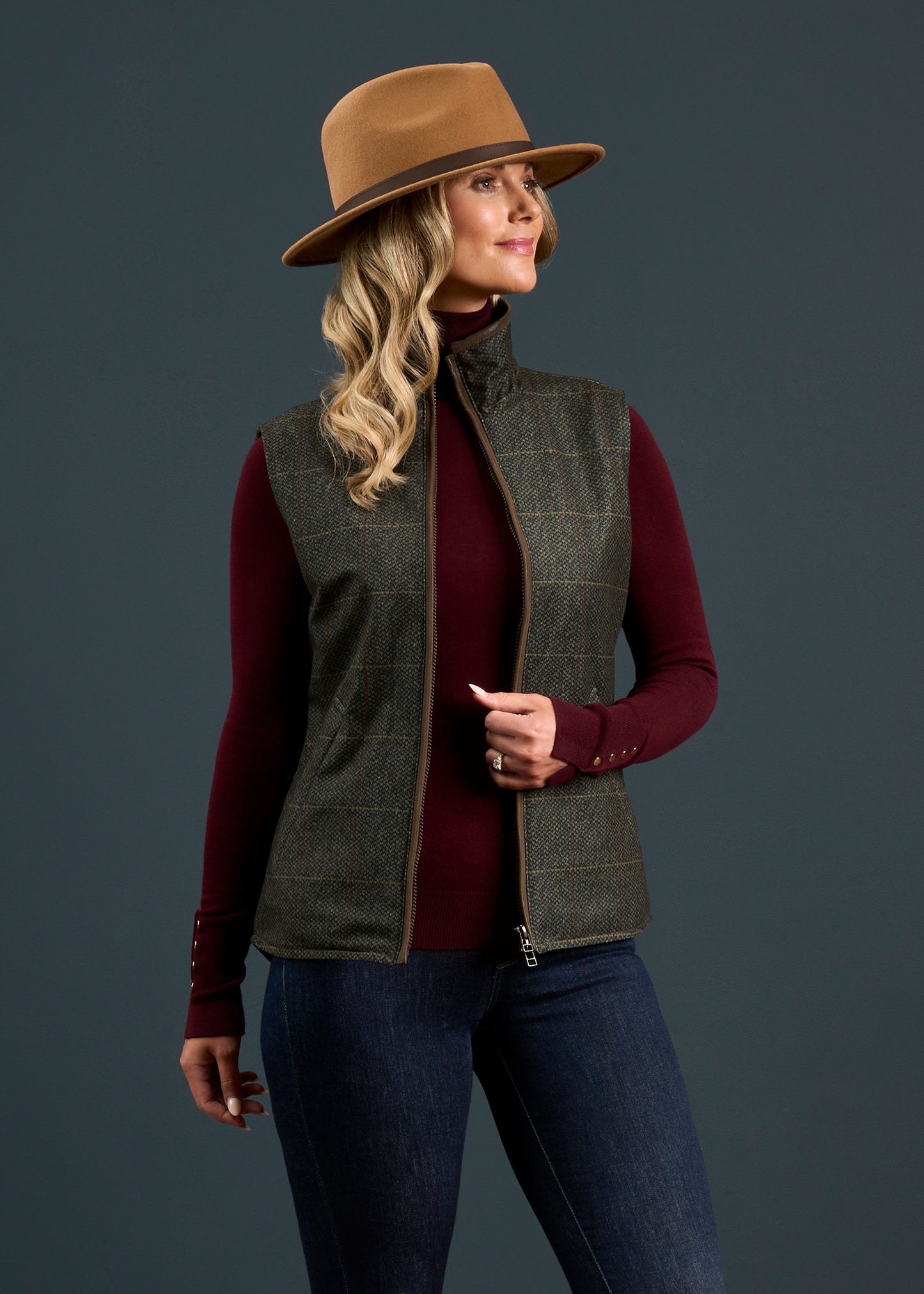 Chaleco técnico de tweed para mujer Didsmere en Mirto - Corte estándar
