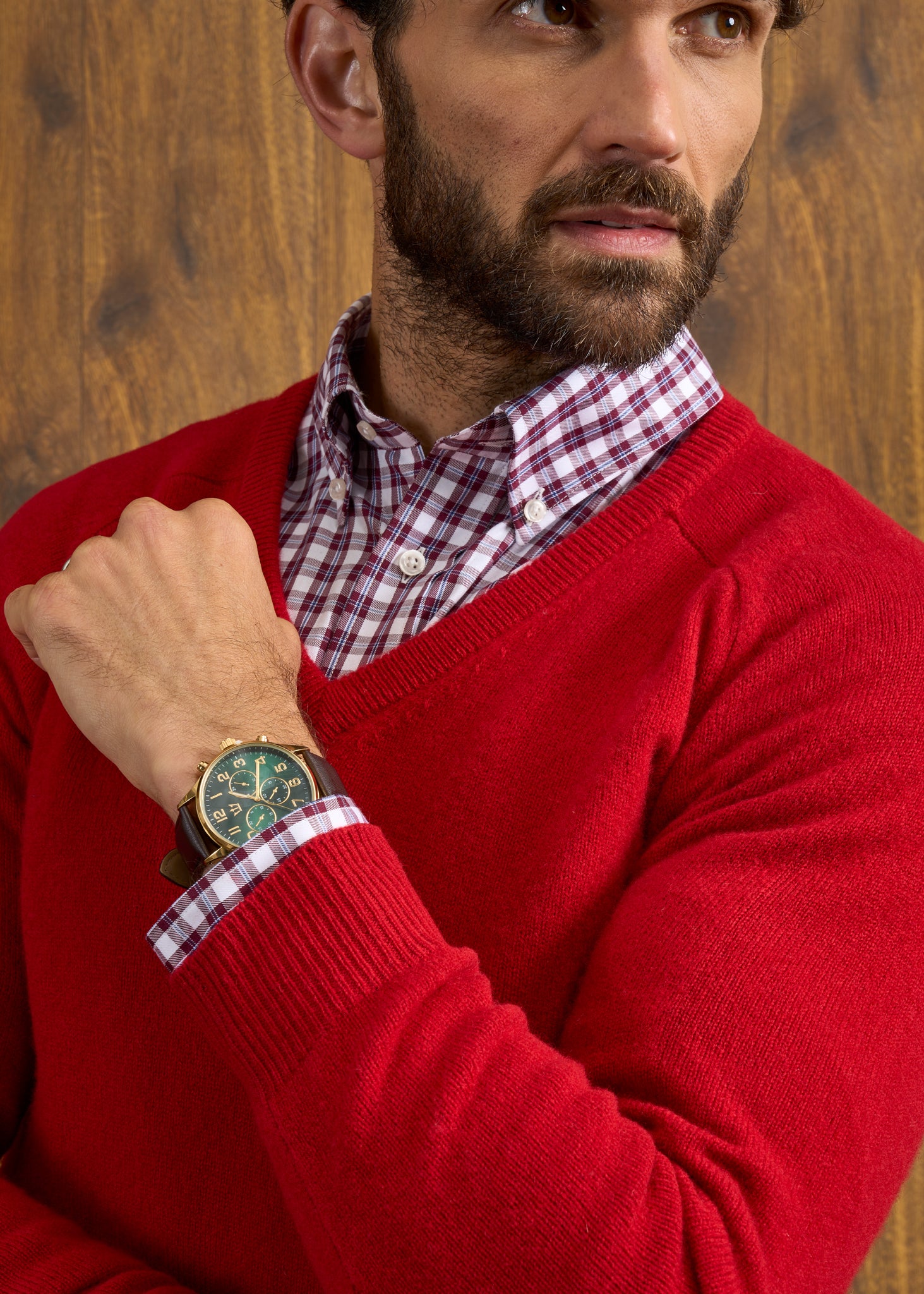 Kilsyth Men's Lambswool Jumper in Dubonnet
