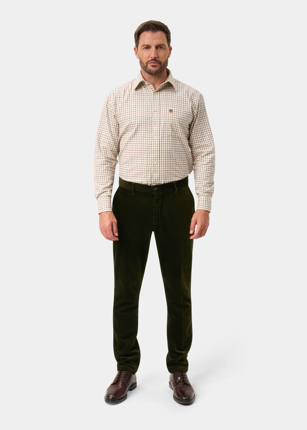 Men's Cotton Cord Trousers In Olive