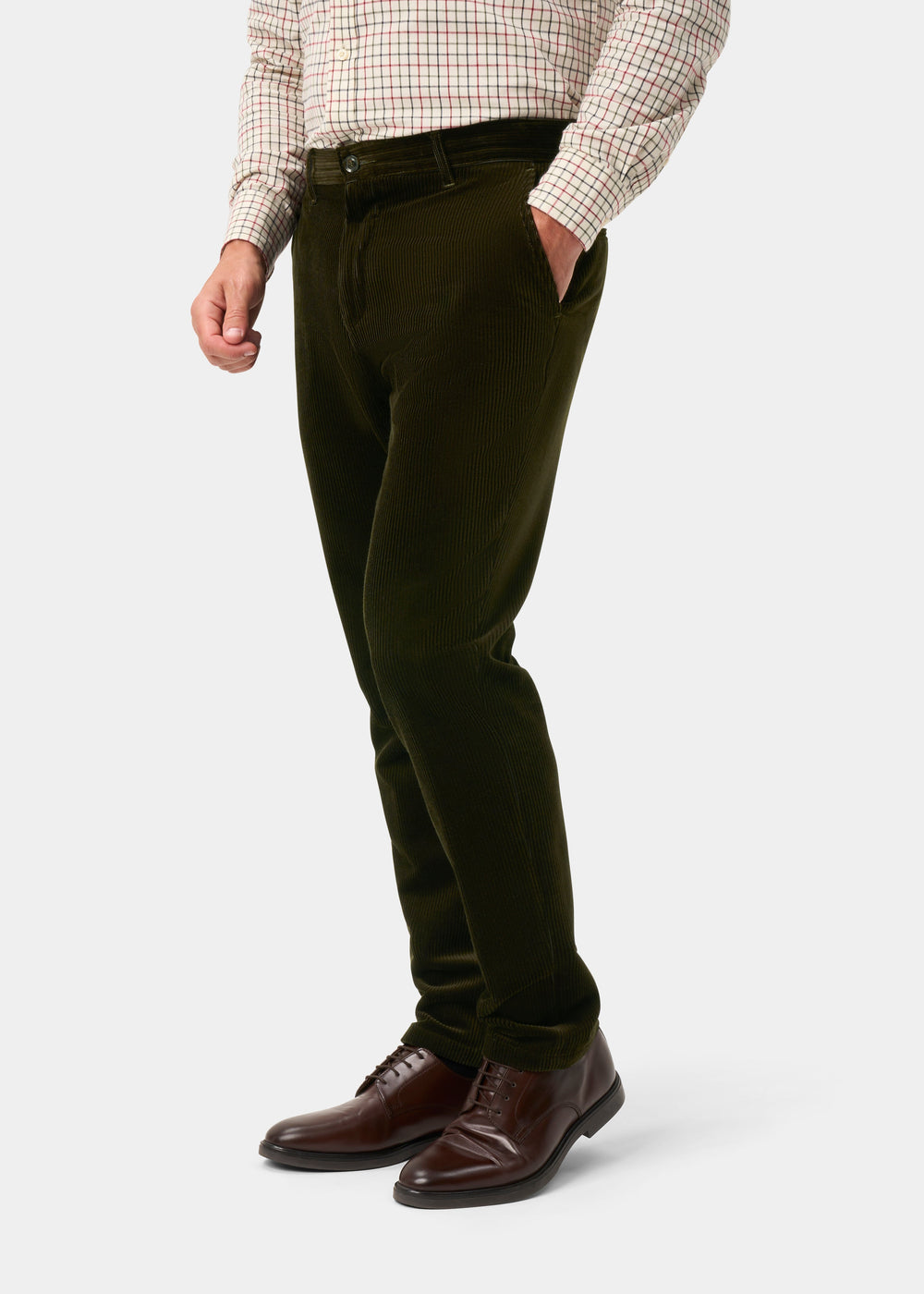 Mossbury Men's Cotton Cord Trousers In Olive