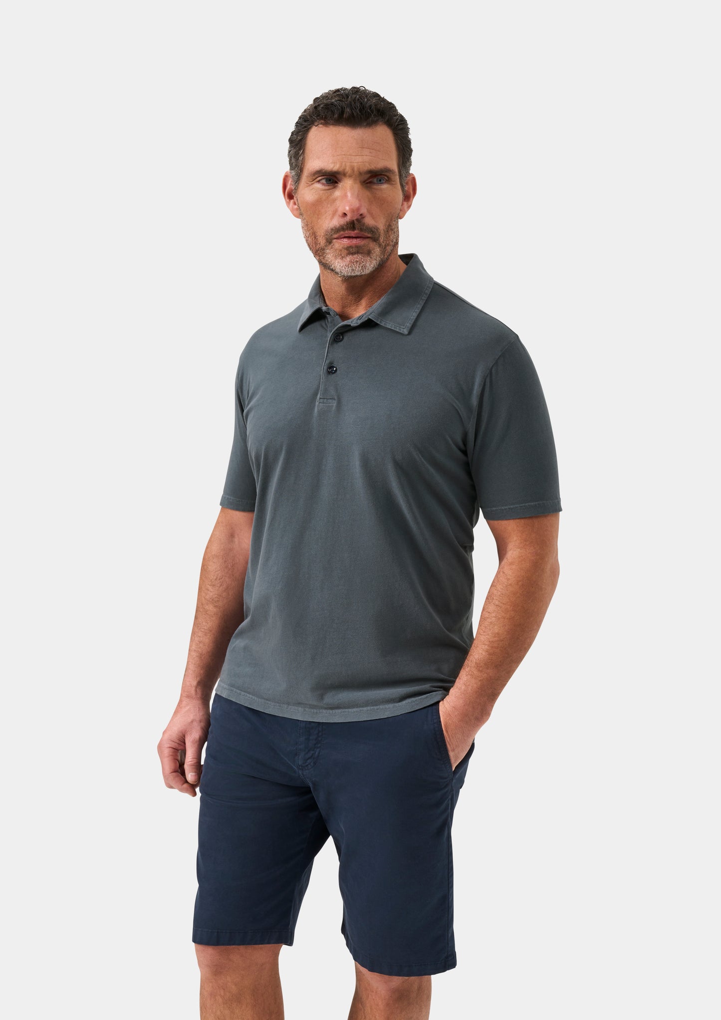 Men's Pique Cotton Polo Shirt in Navy