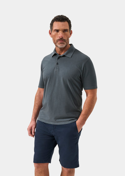 Men's Pique Cotton Polo Shirt in Navy