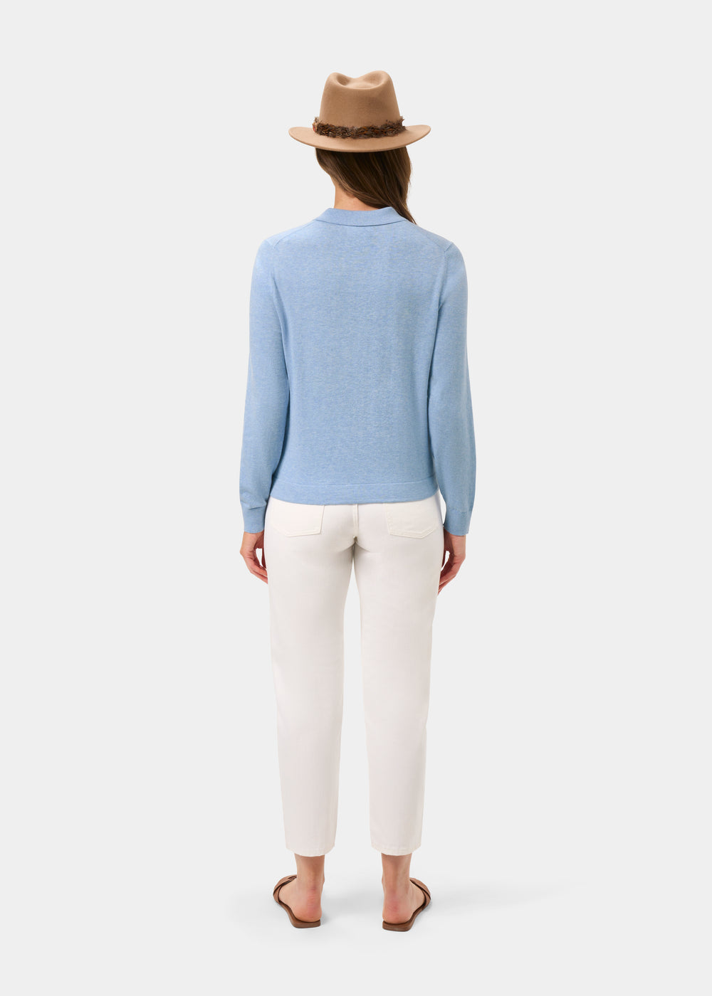 Rosa Ladies Cotton Cashmere Cardigan In Steel Blue