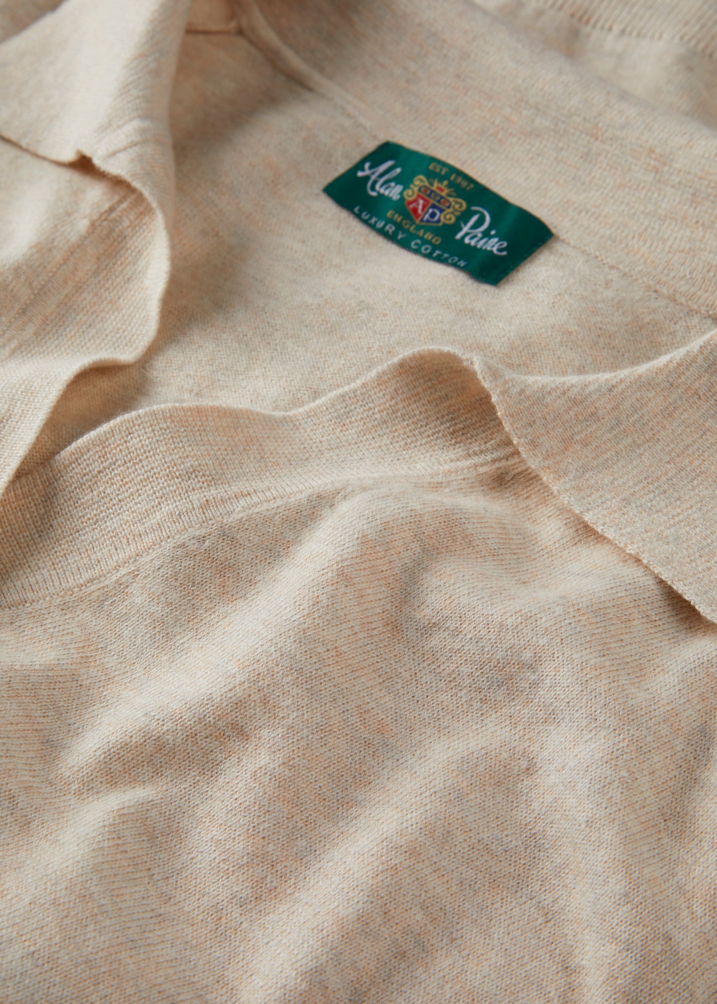 Ladies Cotton Cashmere Open Placket Jumper in Beige