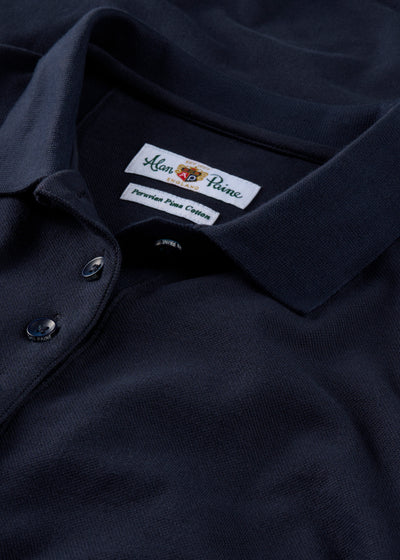 Ladies Cotton Pique Polo Shirt in Navy
