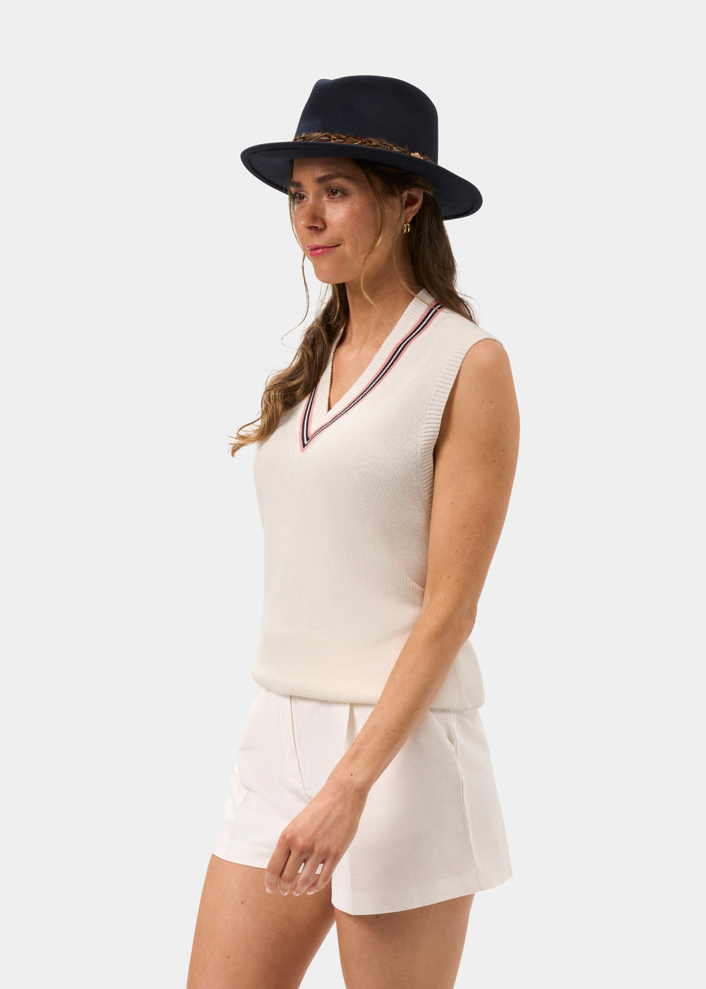 Ladies Cotton Cricket Slipover In Ecru