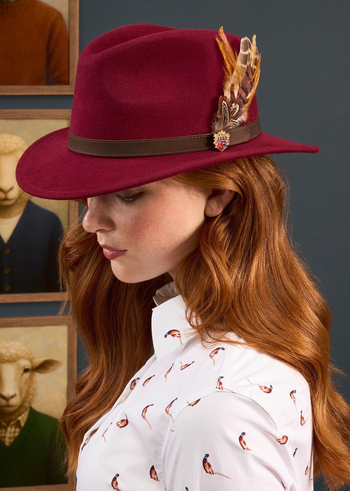 Lawen Ladies Printed Cotton Shirt - Pheasant Design