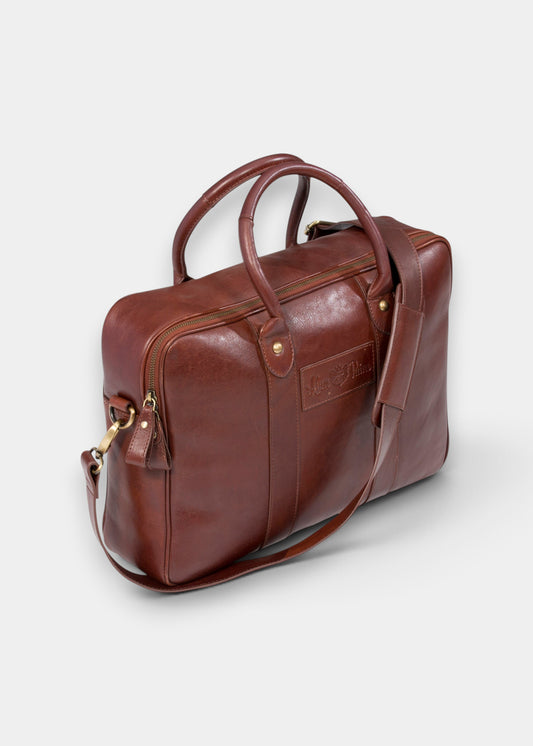 Leather Laptop Bag In Oak