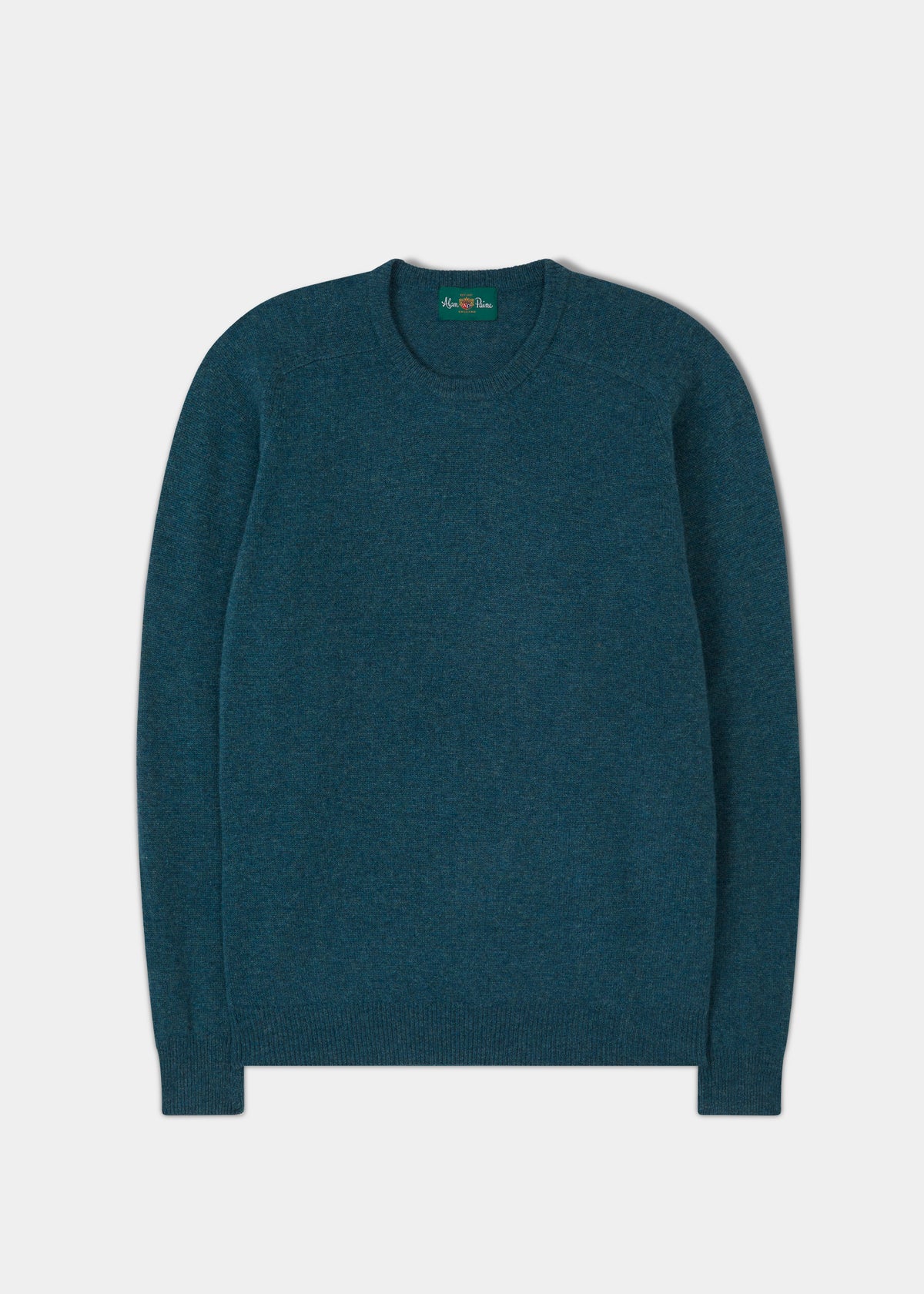 Lenzie Lambswool Crew Neck Jumper in Hunter, regular fit, long sleeves, shown flat on a white background.