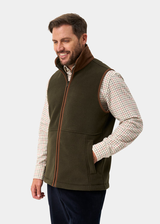 Aylsham Men's Fleece Gilet In Green - Regular Fit