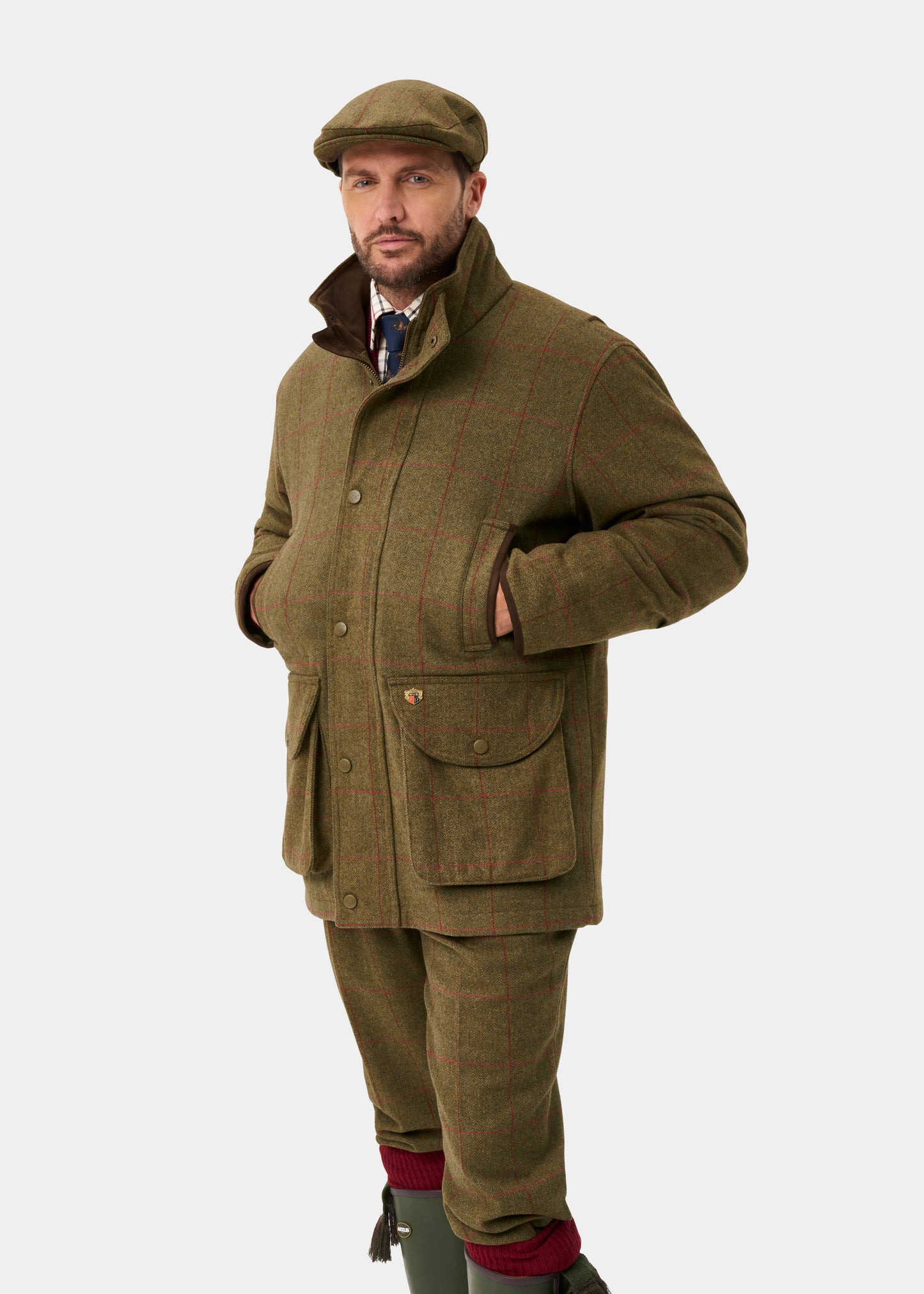 Combrook Men's Tweed Waterproof Shooting Field Coat in Sage  -  Shooting Fit