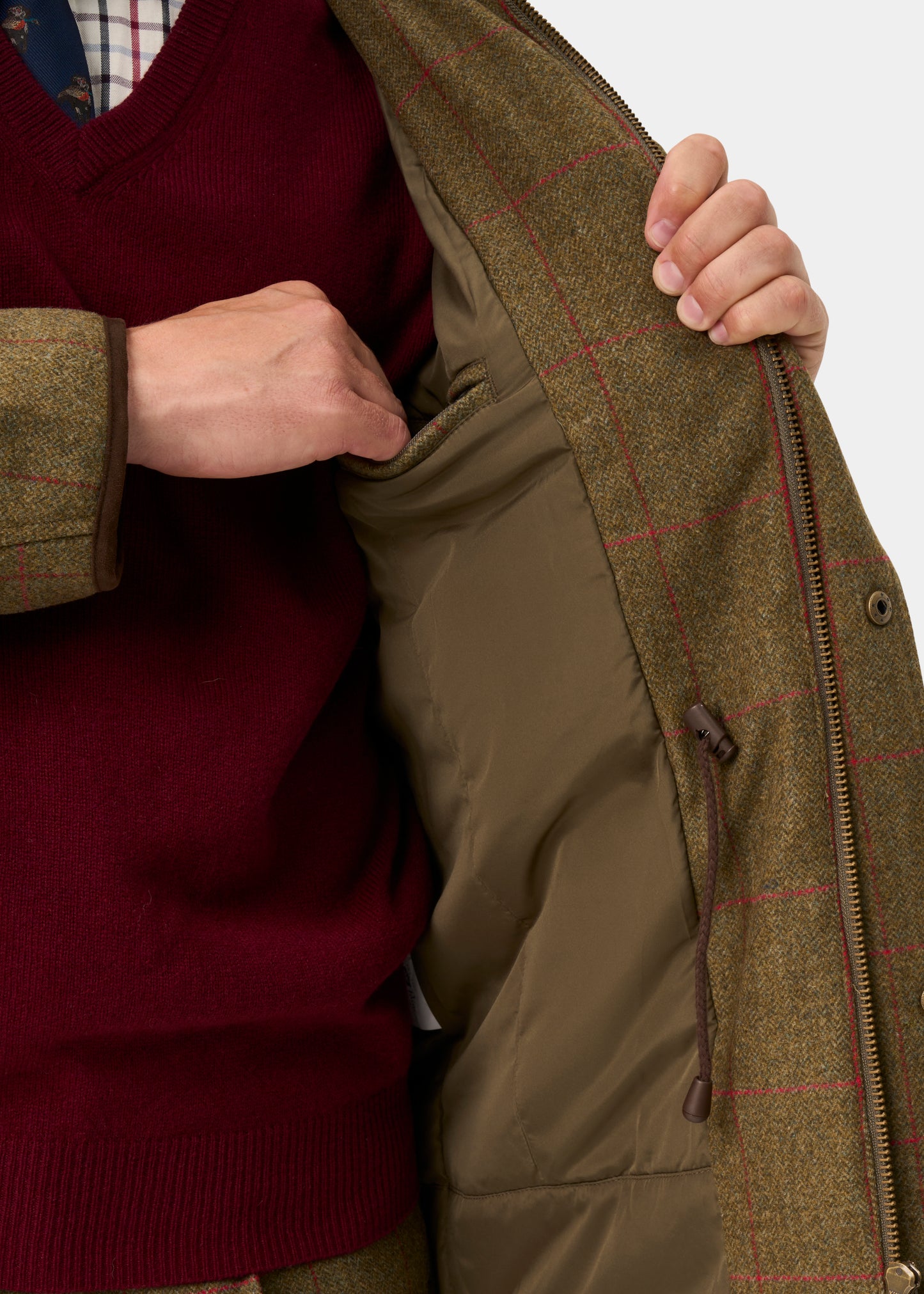 Combrook Men's Tweed Waterproof Shooting Field Coat in Sage  -  Shooting Fit