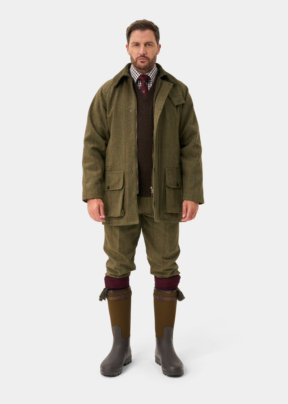 Rutland Men's Tweed Waterproof Shooting Coat in Oakley  -  Regular Fit