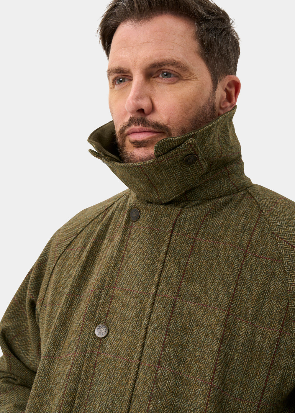 Rutland Men's Tweed Waterproof Shooting Coat in Oakley  -  Regular Fit
