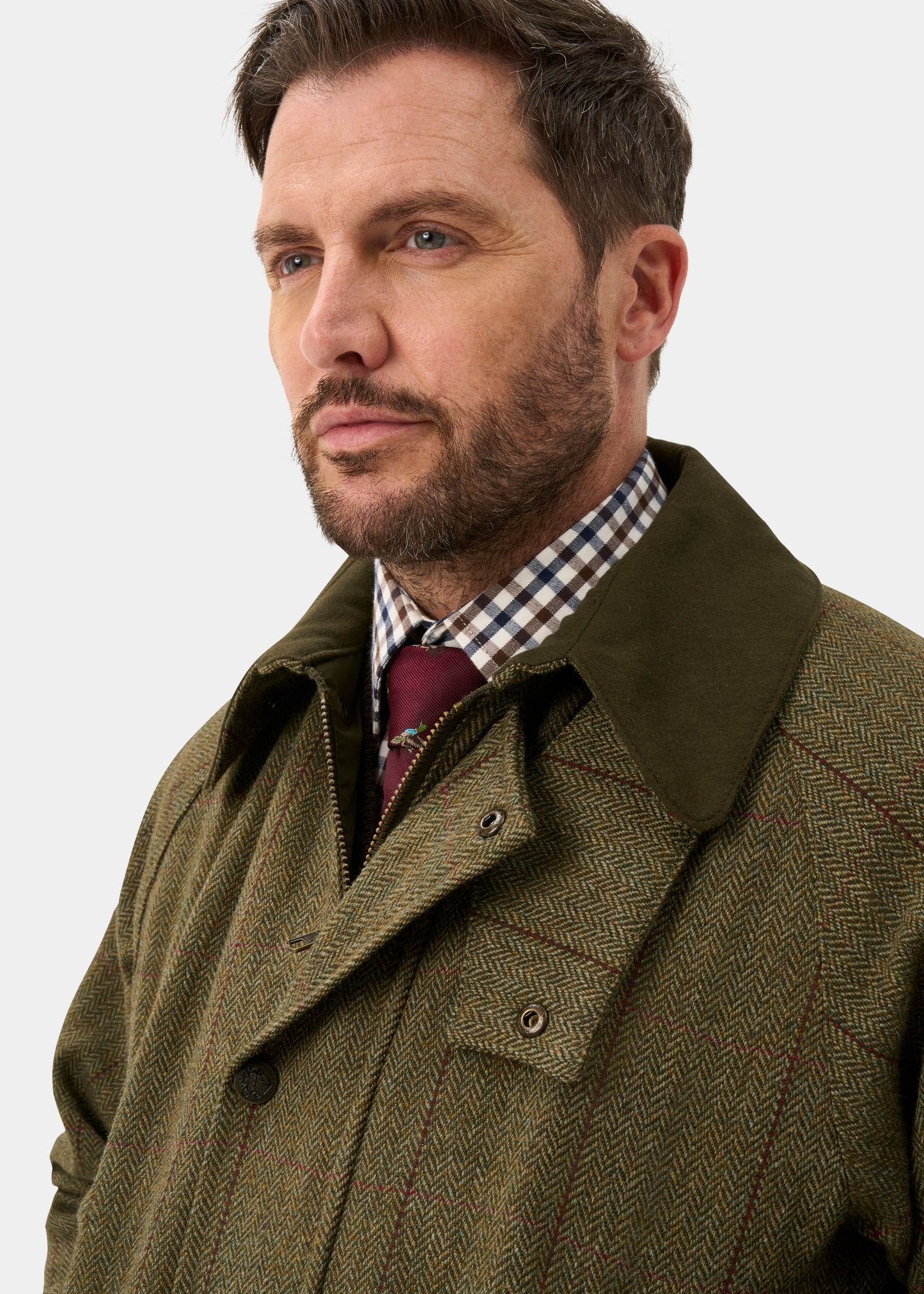 Rutland Men's Tweed Waterproof Shooting Coat in Oakley  -  Regular Fit