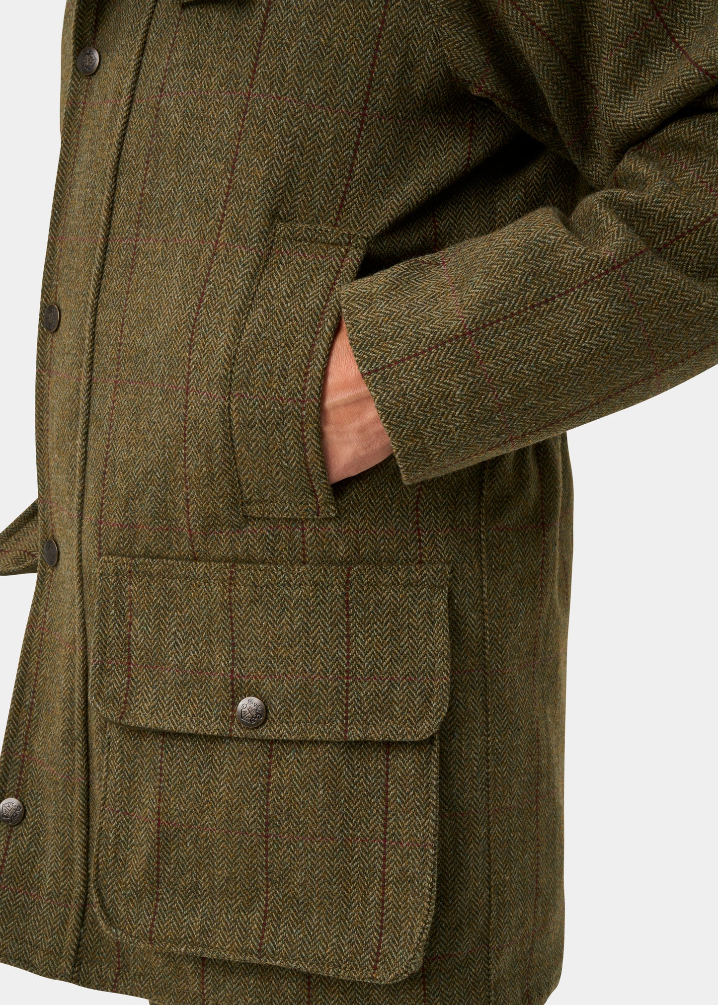 Rutland Men's Tweed Waterproof Shooting Coat in Oakley  -  Regular Fit
