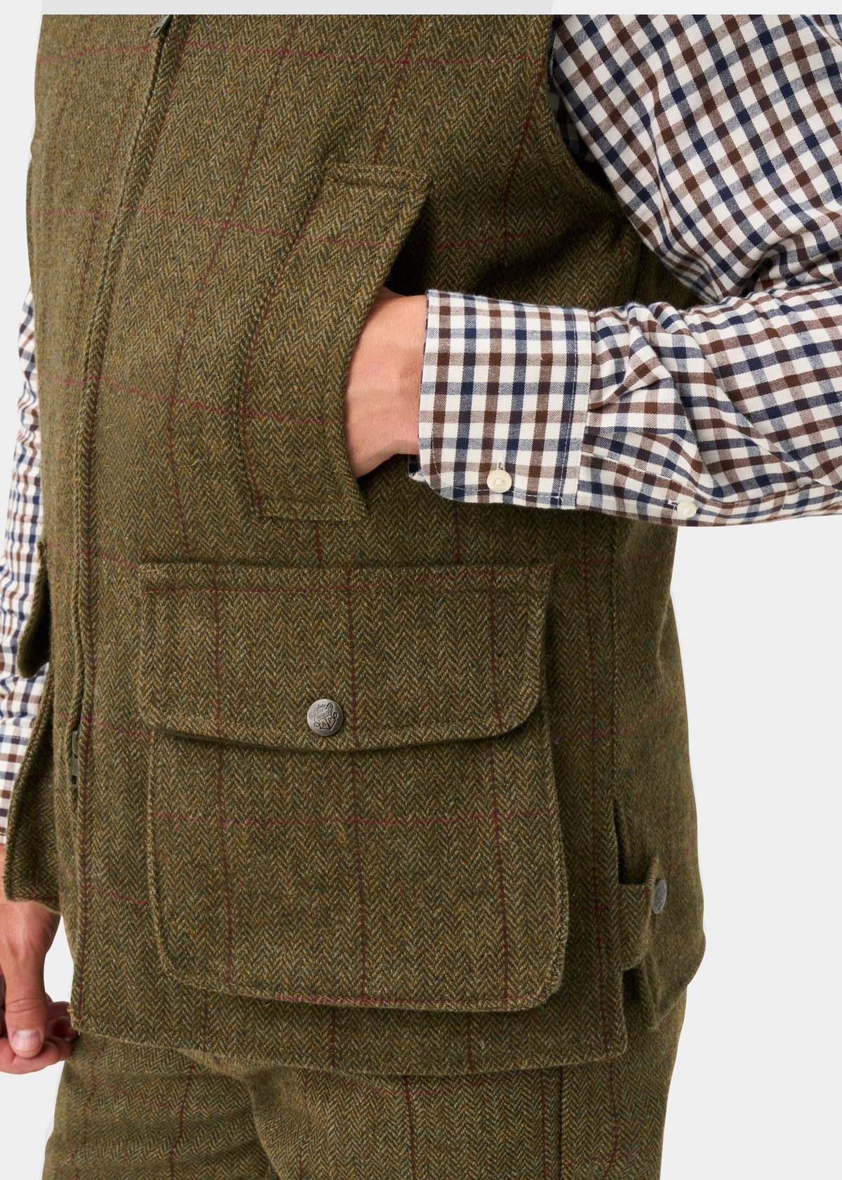 Rutland Men's Tweed Waistcoat In Oakley - Shooting Fit