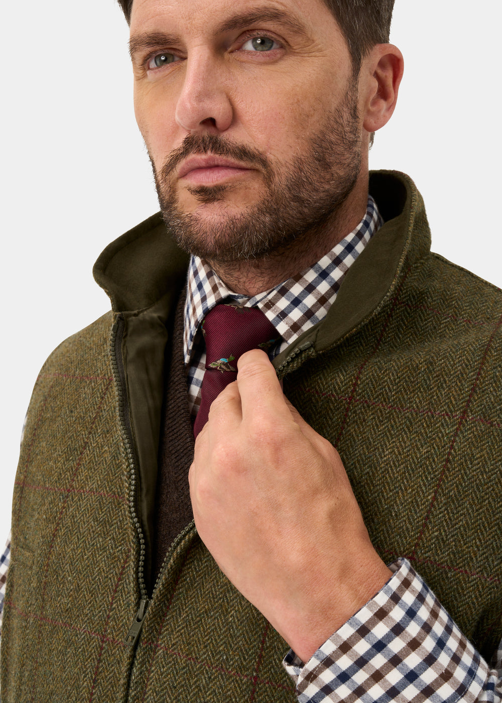 Rutland Men's Tweed Waistcoat In Oakley - Shooting Fit