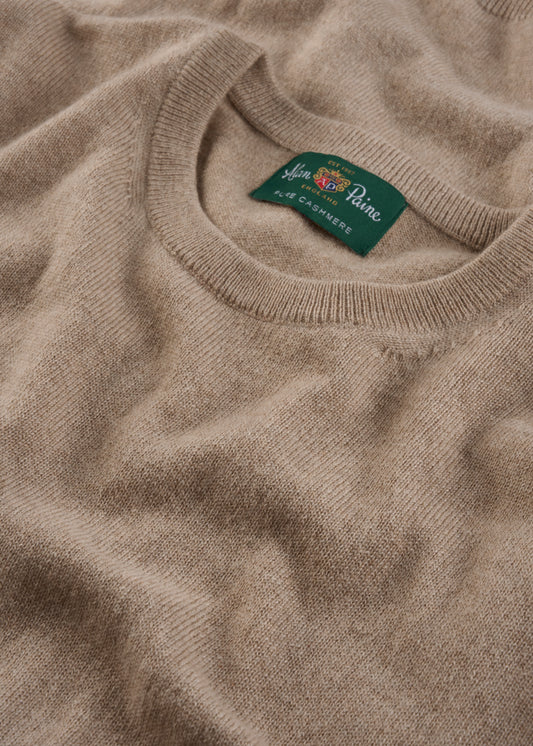 Men's Cashmere Crew Neck Jumper in Linen