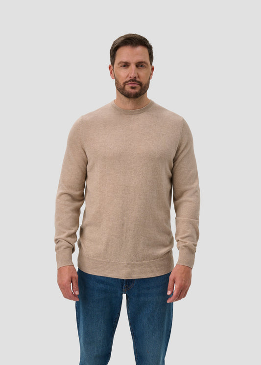 Melfort Pure Cashmere Crew Neck Jumper In Linen - Regular Fit