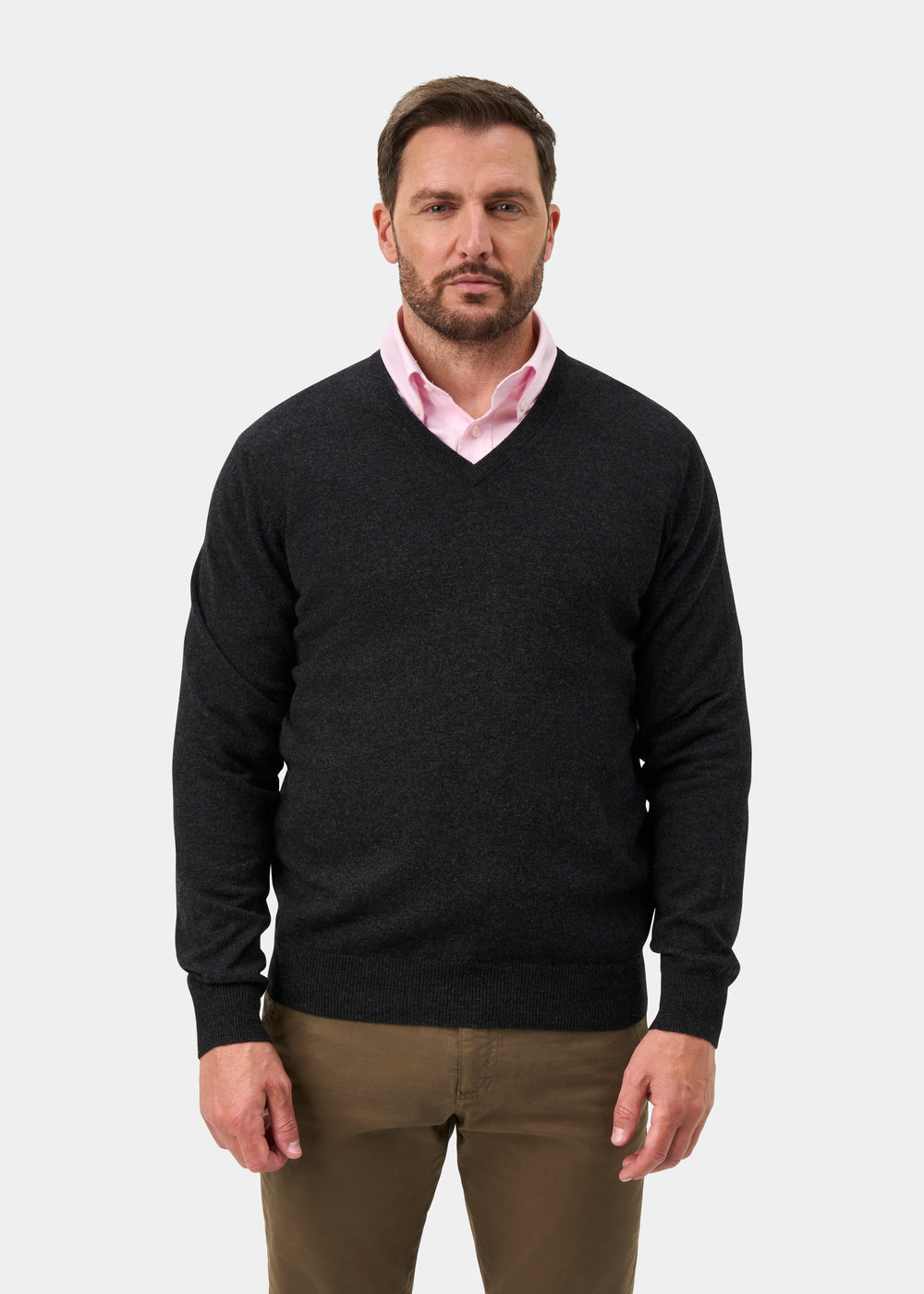 Haddington Cashmere Jumper in Charcoal - Regular Fit