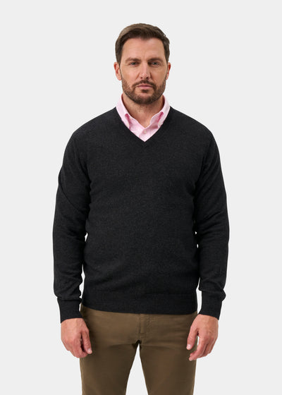 Haddington Cashmere Jumper in Charcoal - Regular Fit