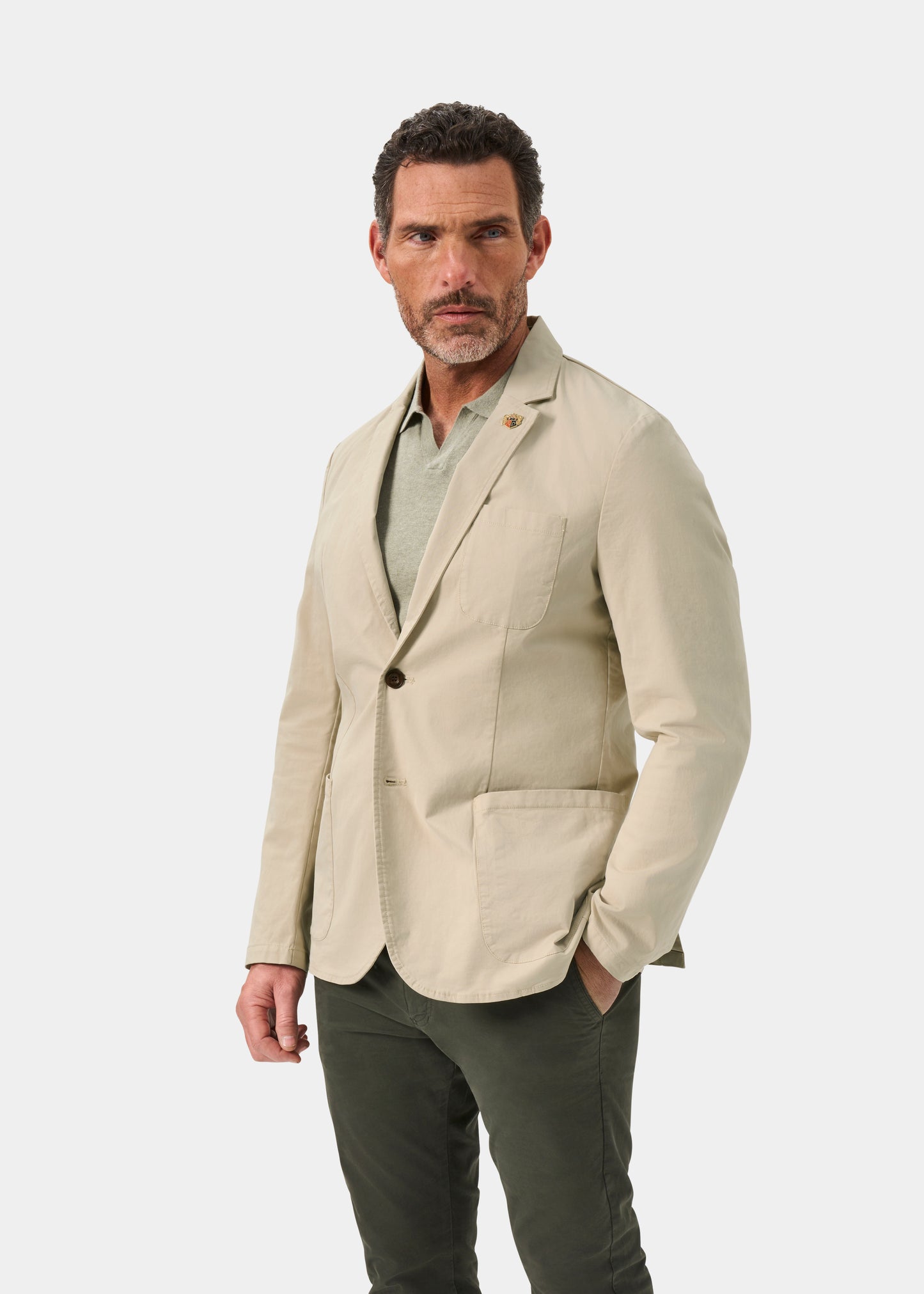 Men's Cotton Blazer in Beige