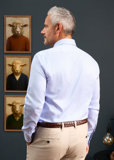 Men's Cotton Button Down Blue Striped Shirt 