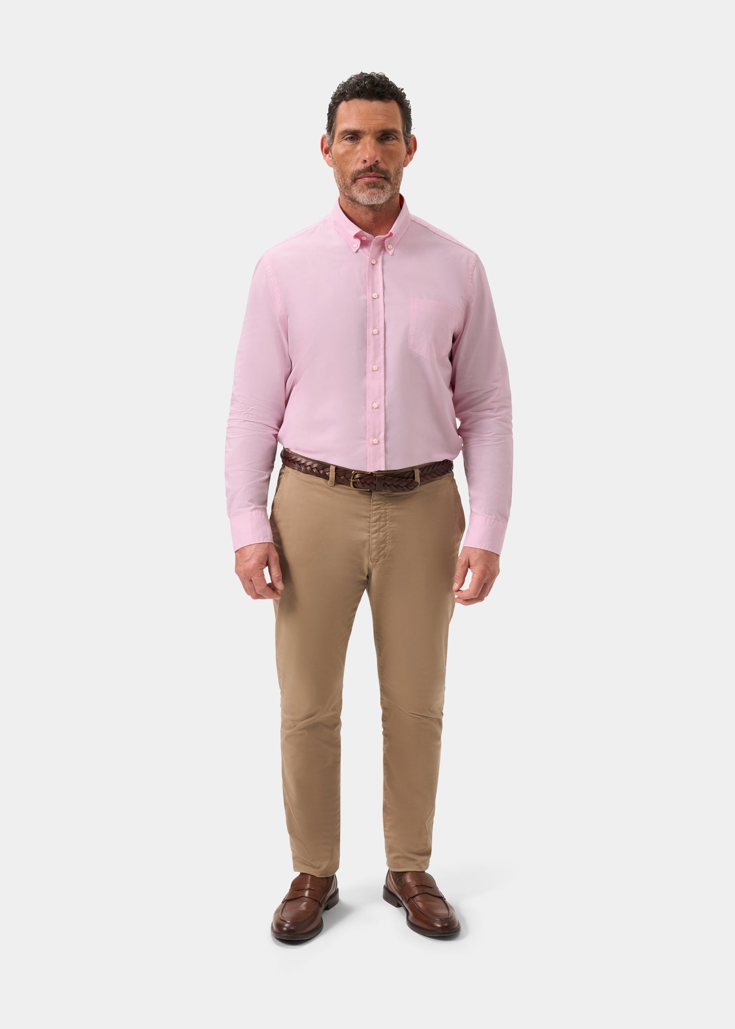Men's Cotton Long Sleeve Shirt in Pink