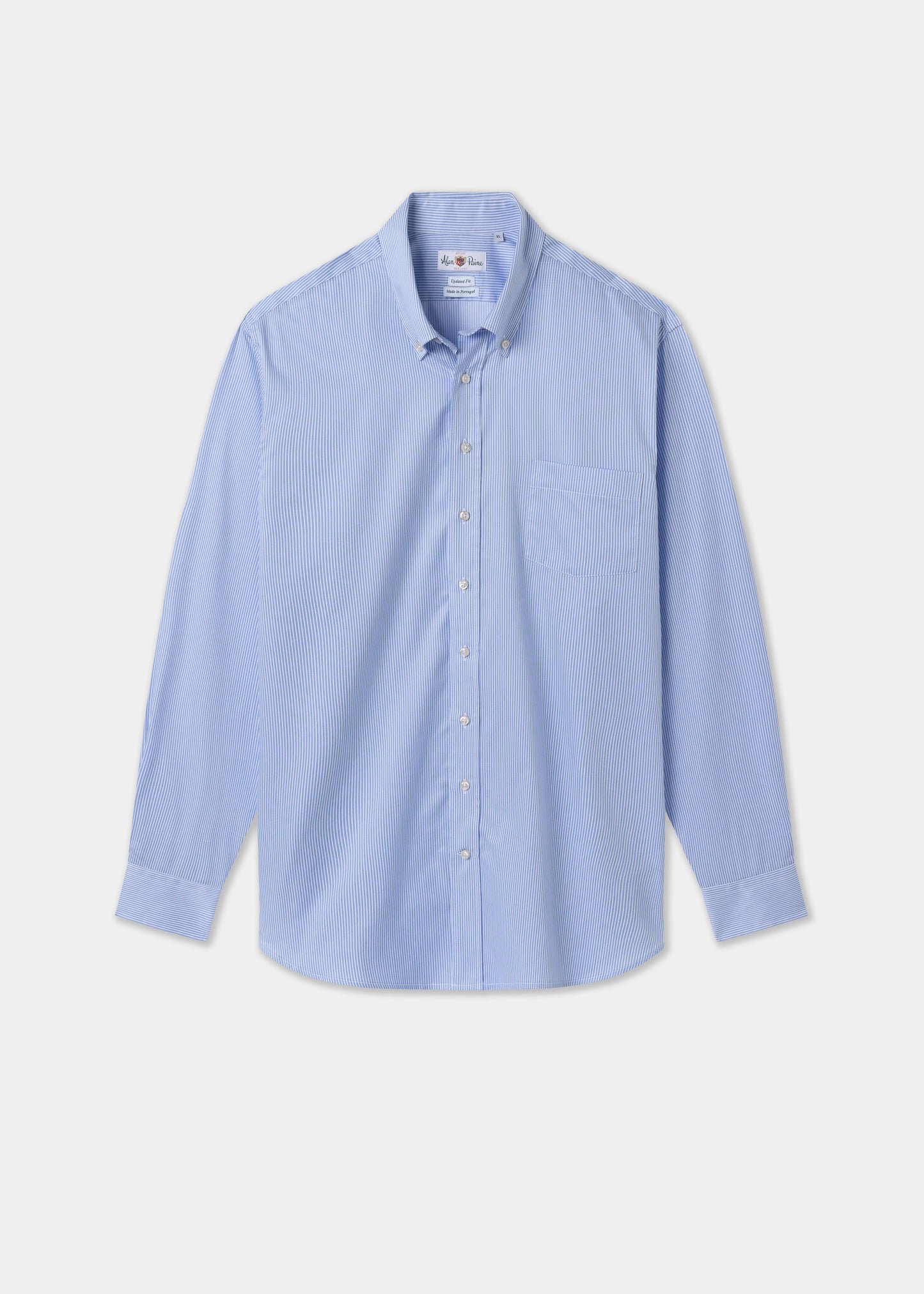 Men's Cotton Long Sleeve Shirt in Blue Striped