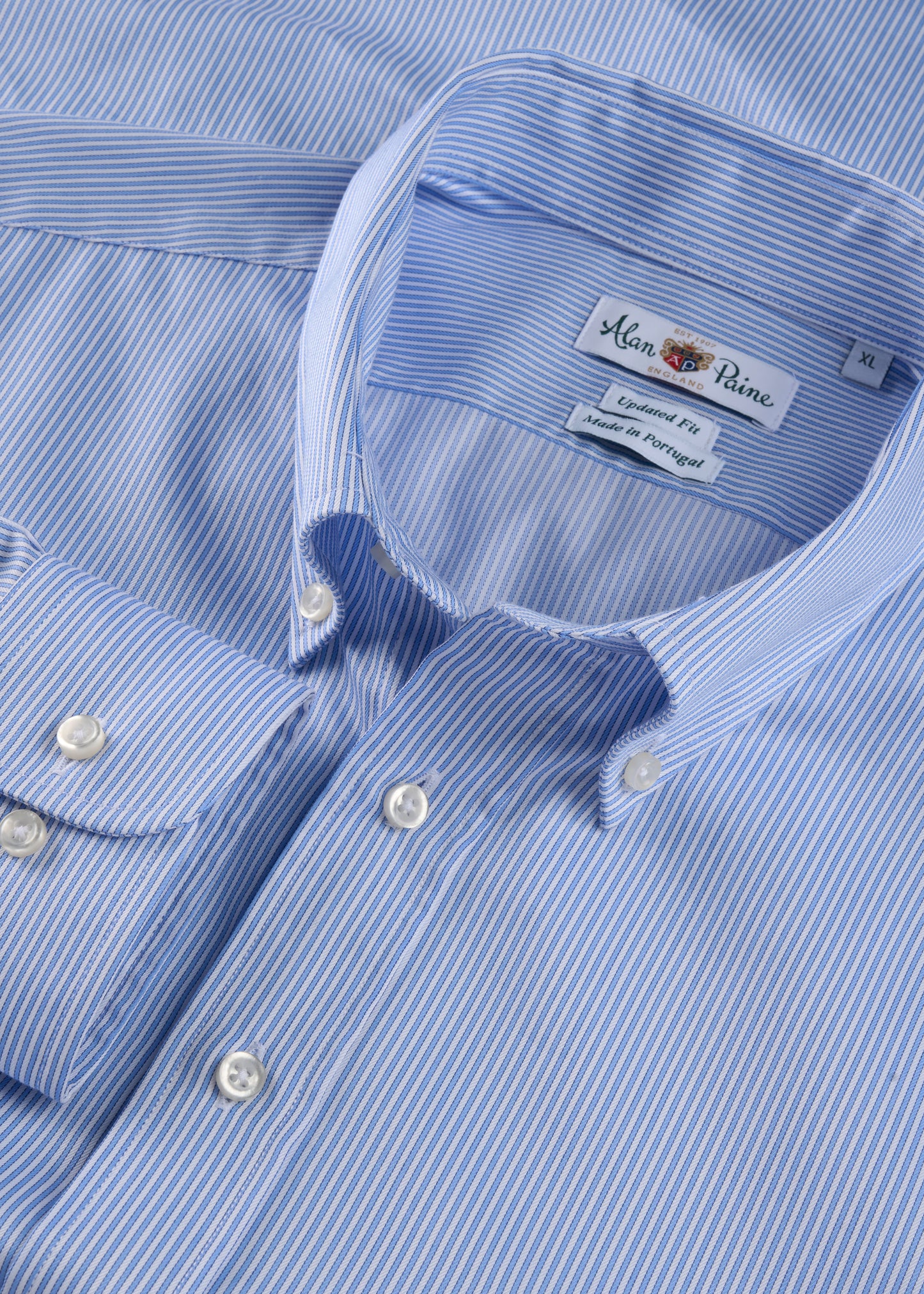 Men's Cotton Long Sleeve Shirt in Blue Striped