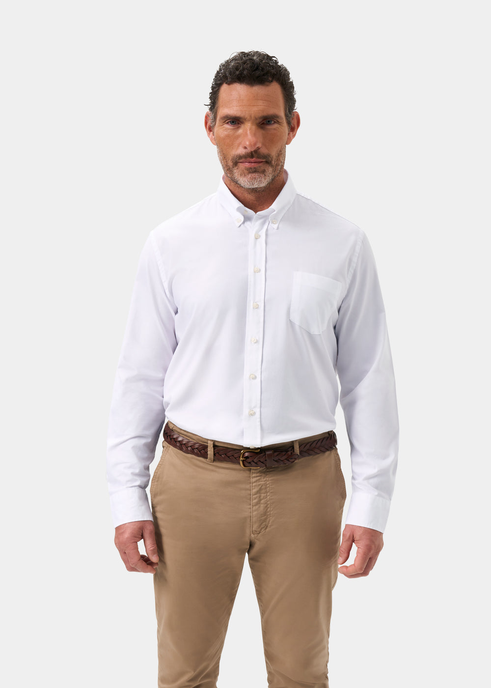 Men's Cotton Long Sleeve Shirt in White