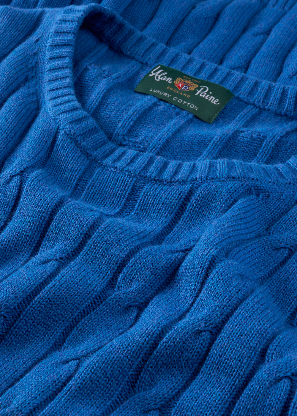 Men's Cotton Cashmere Crew Neck Jumper in Blue