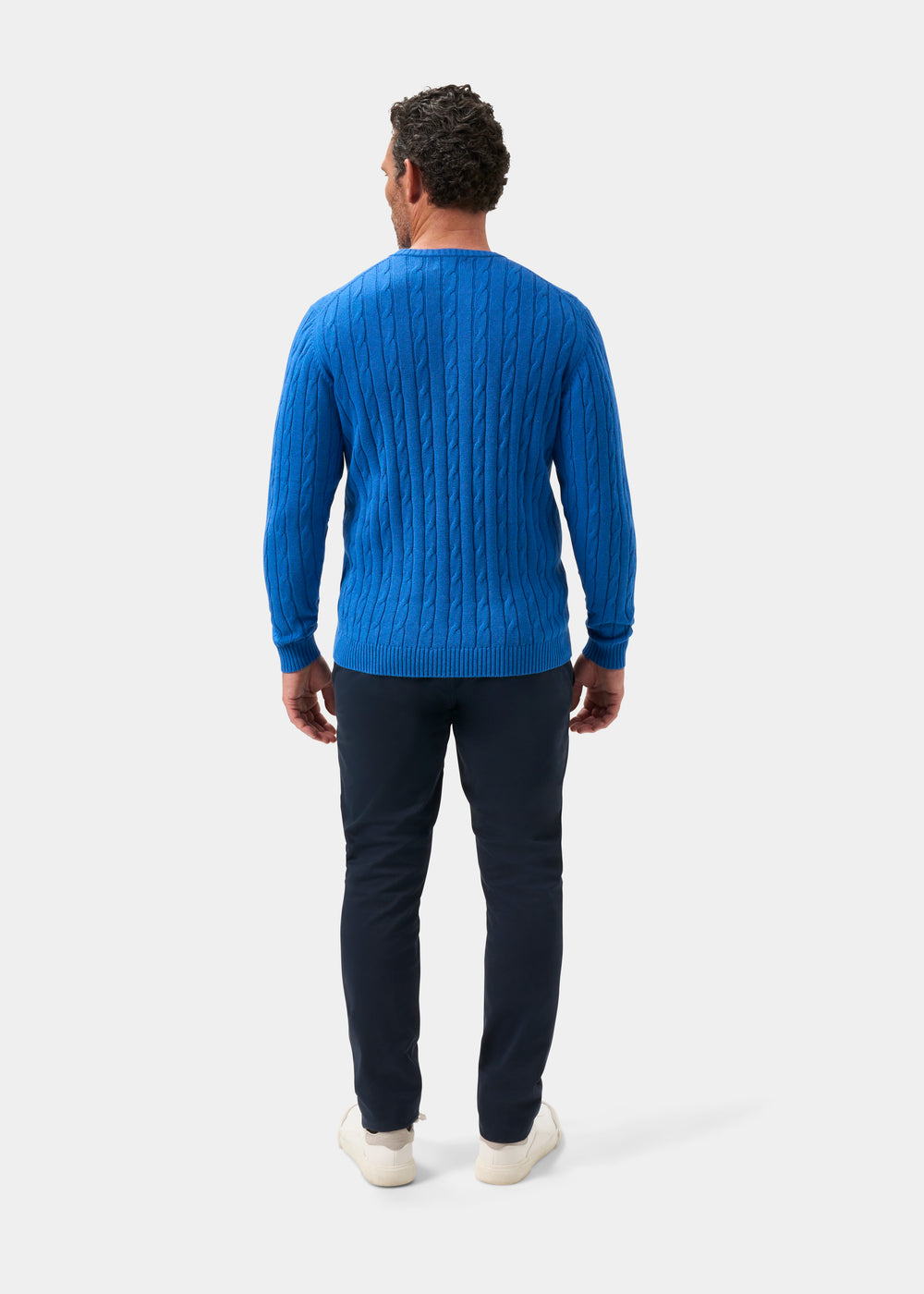Men's Cotton Cashmere Crew Neck Jumper in Blue