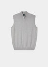 Men's Cotton Cashmere Quarter Zip Gilet in Light Grey
