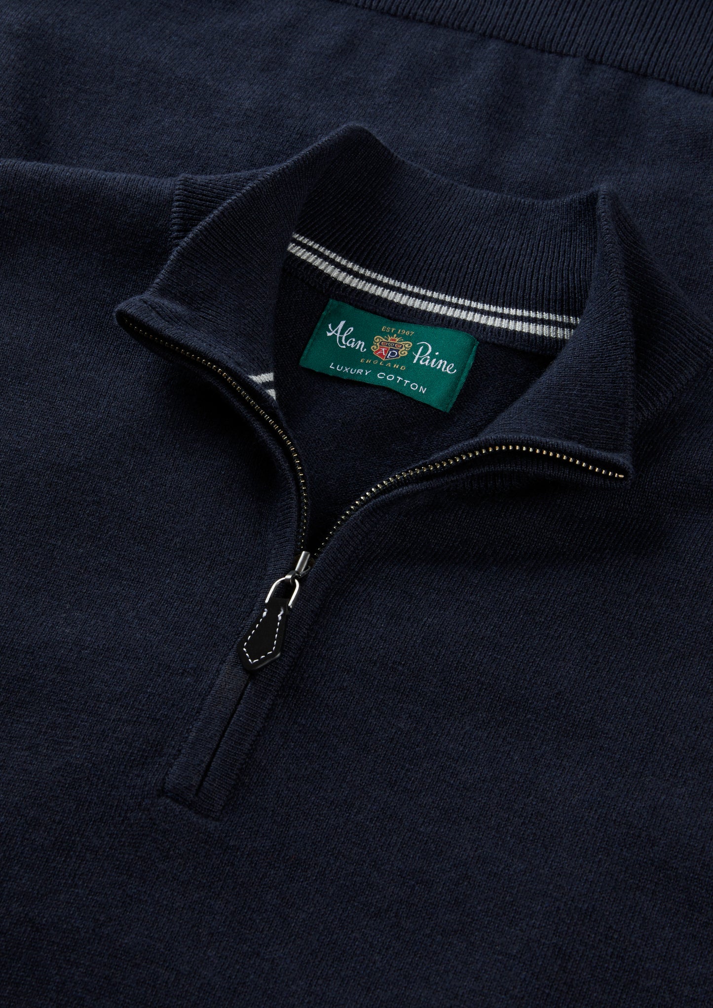 Men's Cotton Cashmere Quarter Zip Gilet in Navy