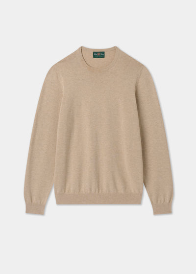 Men's Cotton Cashmere Crew Neck Jumper in Beige