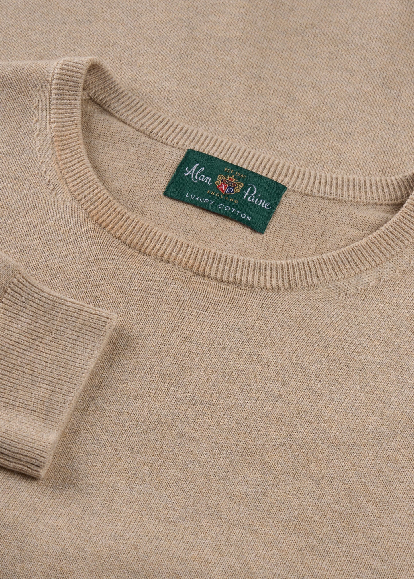 Men's Cotton Cashmere Crew Neck Jumper in Beige