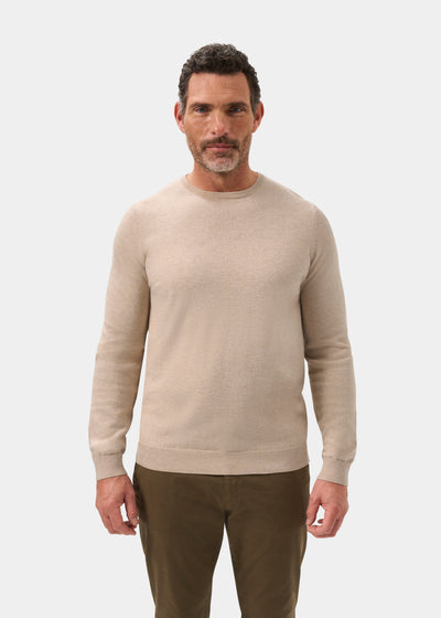 Men's Cotton Cashmere Crew Neck Jumper in Beige