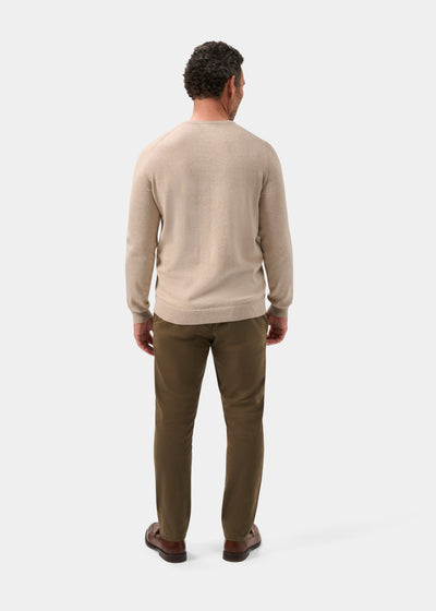 Men's Cotton Cashmere Crew Neck Jumper in Beige