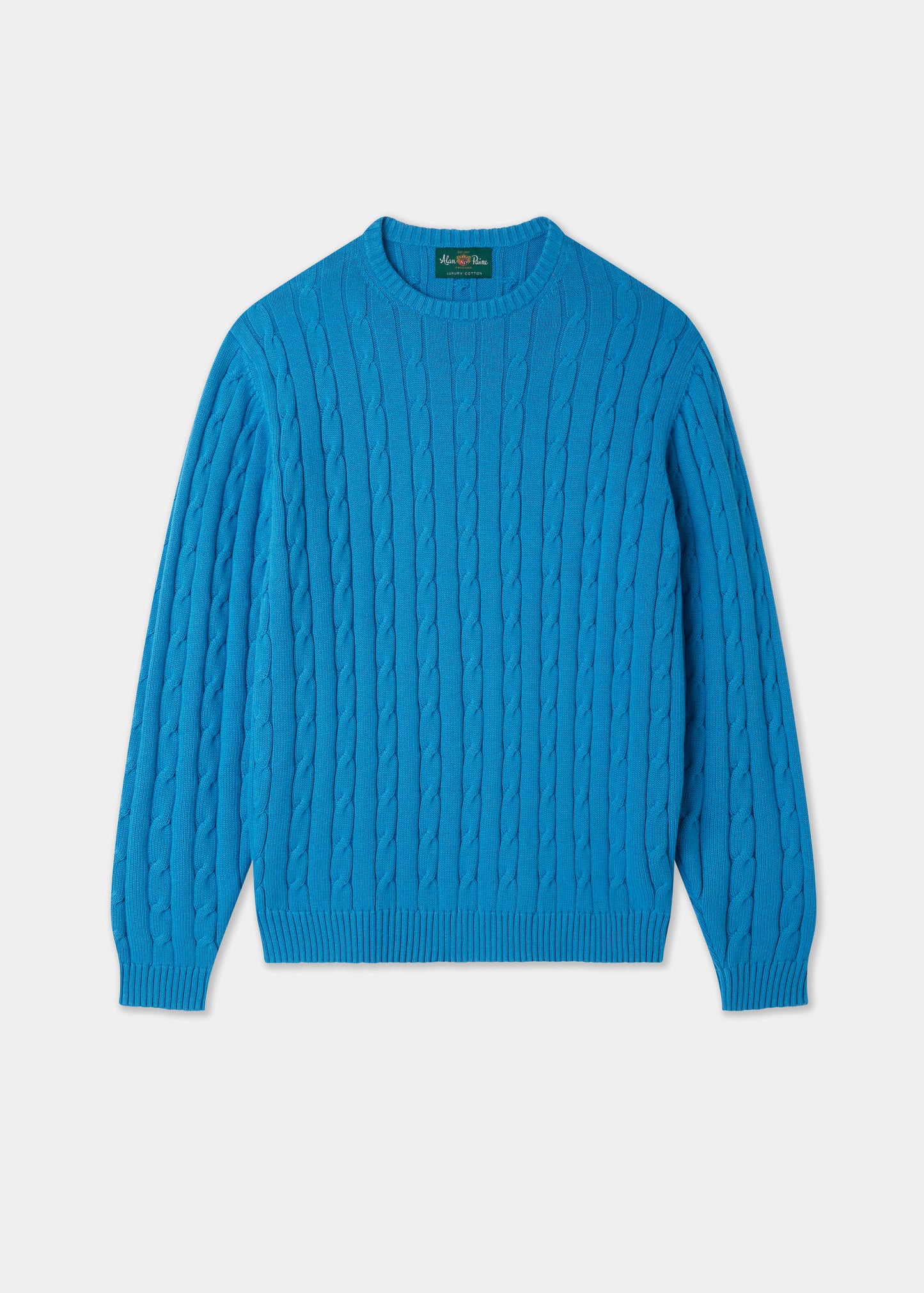 Men's Cotton Cashmere Crew Neck Jumper in Blue