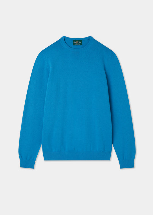 Men's Cotton Cashmere Crew Neck Jumper in Blue