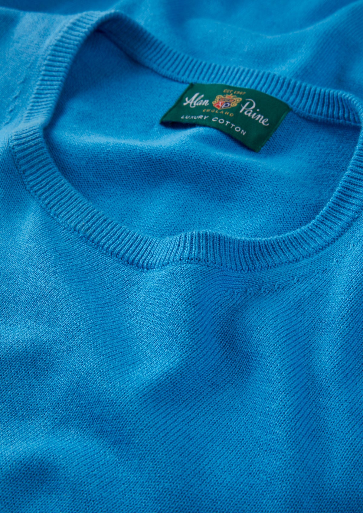 Men's Cotton Cashmere Crew Neck Jumper in Blue