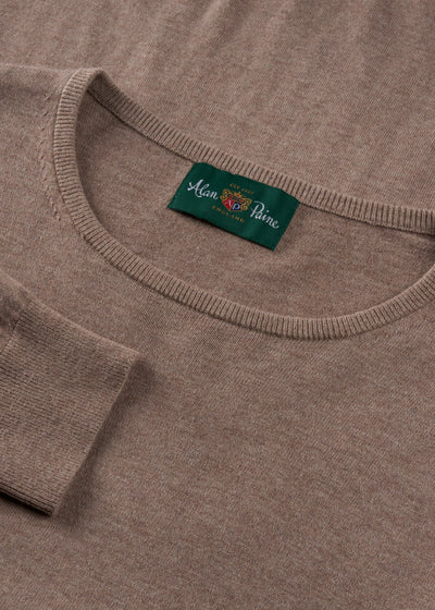 Men's Cotton Cashmere Crew Neck Jumper in Brown
