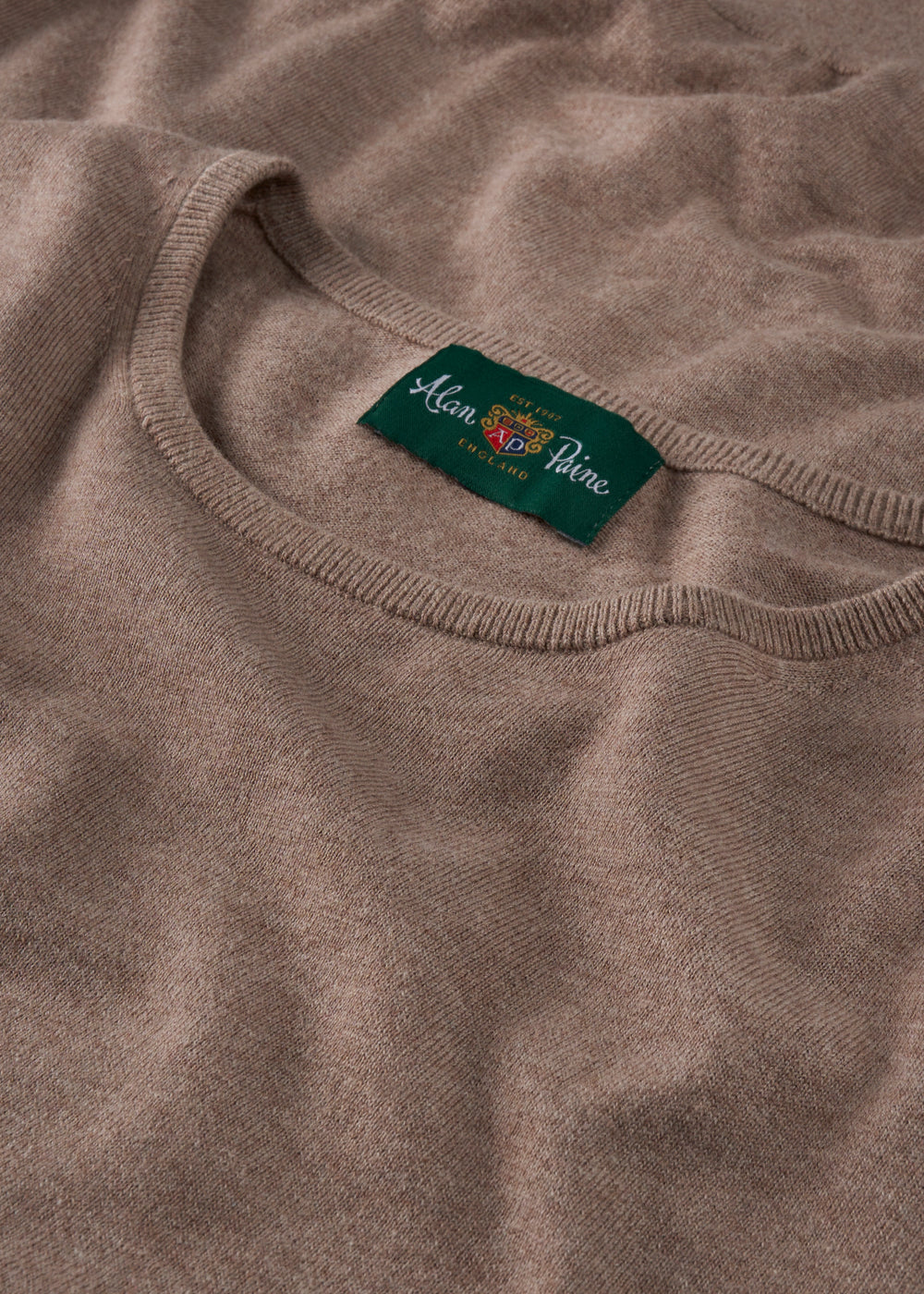 Men's Cotton Cashmere Crew Neck Jumper in Brown
